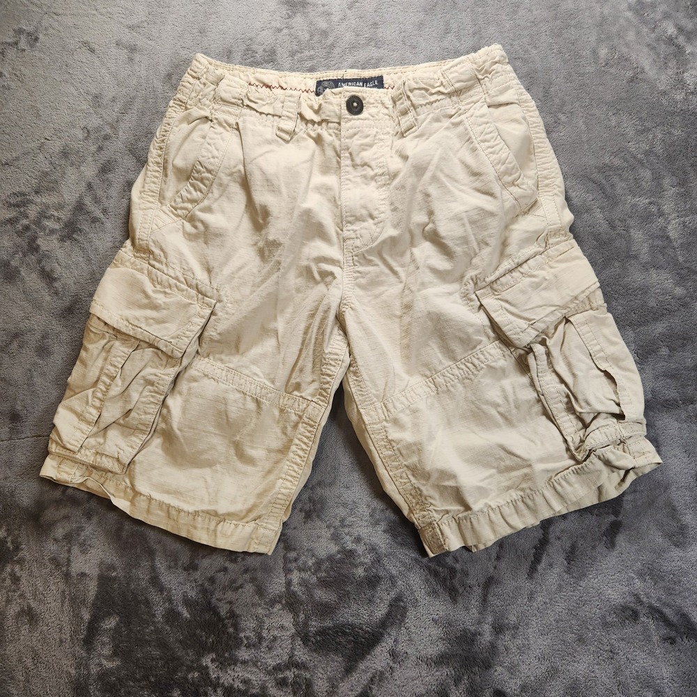 American Eagle Shorts Mens 28 Beige Khaki Classic Cargo Ripstop 90s Y2K